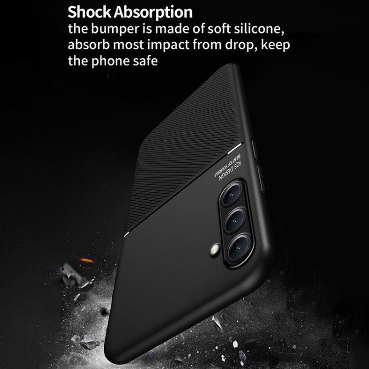 For Samsung Galaxy M35 Classic Tilt Strip Grain Magnetic PC Hybrid TPU Phone Case