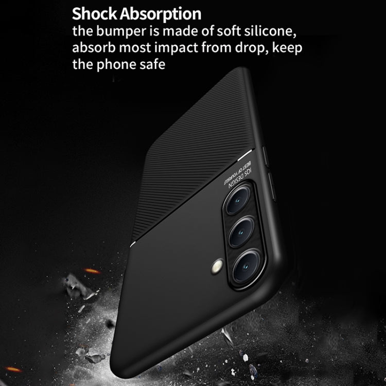 For Samsung Galaxy S24 FE 5G Classic Tilt Strip Grain Magnetic PC Hybrid TPU Phone Case