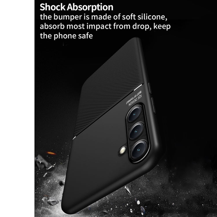 For Samsung Galaxy S25+ 5G Classic Tilt Strip Grain Magnetic PC Hybrid TPU Phone Case