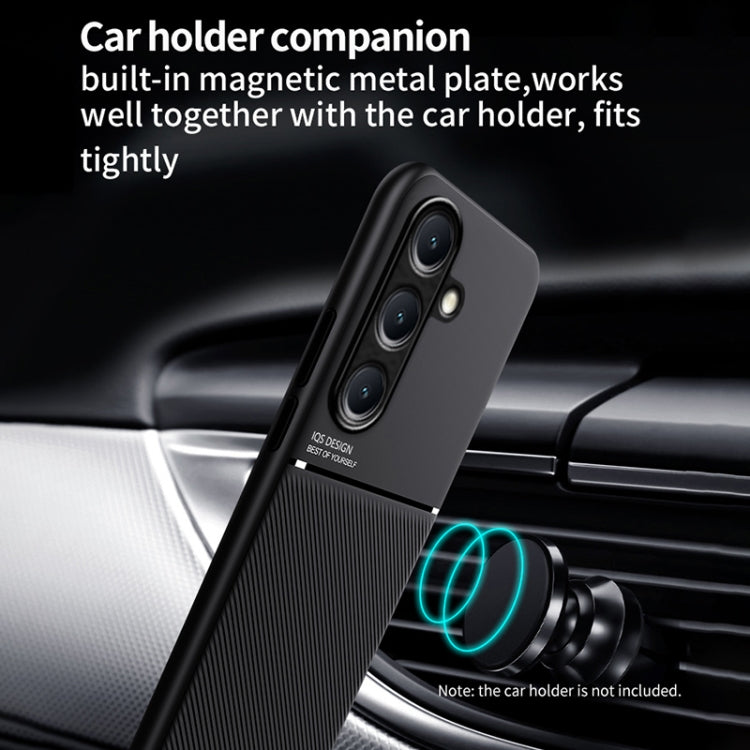 For Samsung Galaxy S25+ 5G Classic Tilt Strip Grain Magnetic PC Hybrid TPU Phone Case