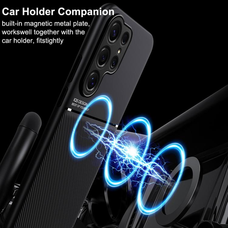 For Samsung Galaxy S26+ 5G Classic Tilt Strip Grain Magnetic PC Hybrid TPU Phone Case