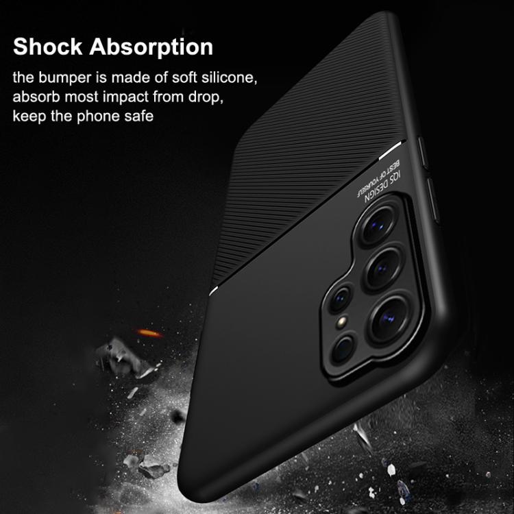 For Samsung Galaxy S26+ 5G Classic Tilt Strip Grain Magnetic PC Hybrid TPU Phone Case
