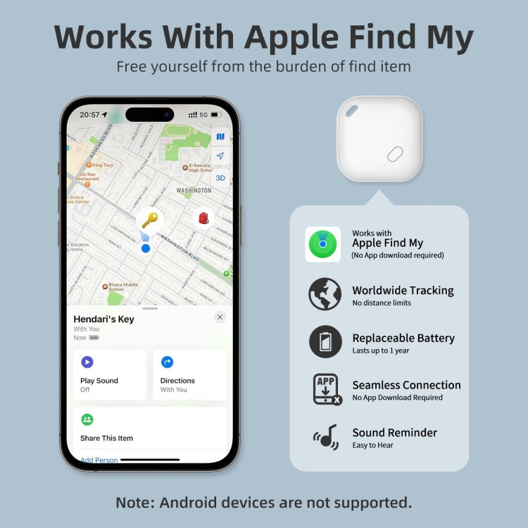 F2 Global Location Tracker Anti-lost Device - White