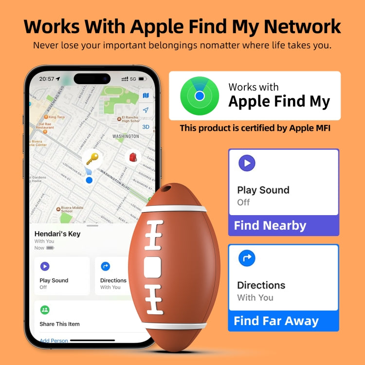 F6 Rugby Shape Global Location Tracker Anti-lost Device - Brown