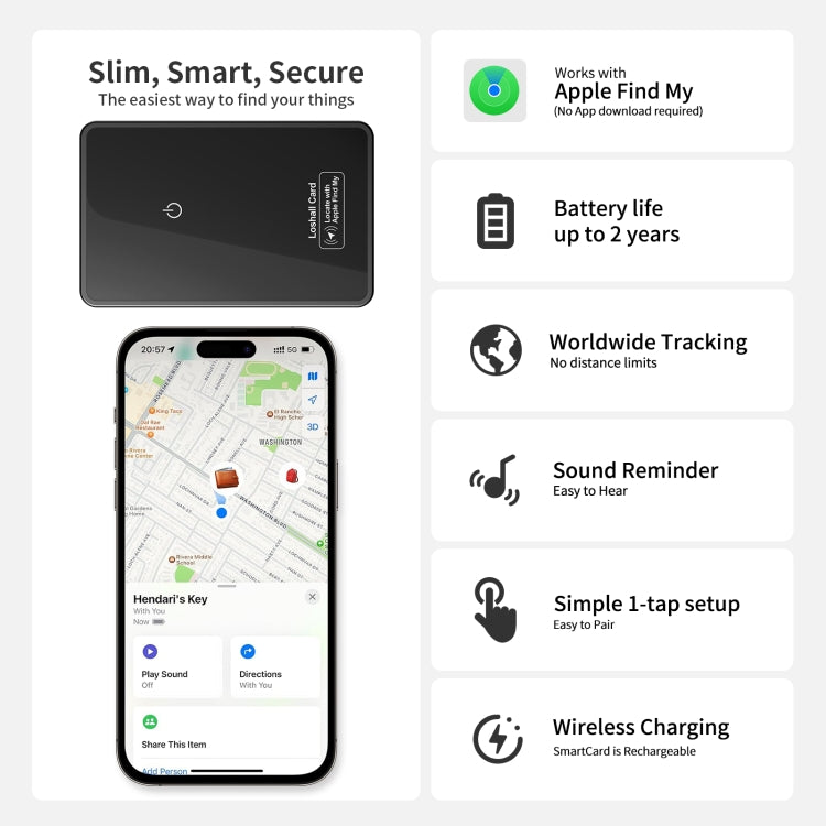F9 Mirror Surface Ultra-thin Card Type Location Tracker Anti-lost Device - Black