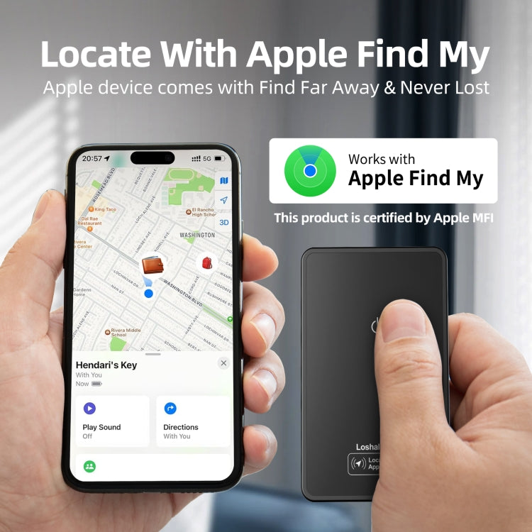 F9 Mirror Surface Ultra-thin Card Type Location Tracker Anti-lost Device - Black