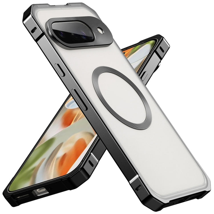 For Google Pixel 8 Irregular Alloy Frame Fosted Translucent MagSafe Phone Case