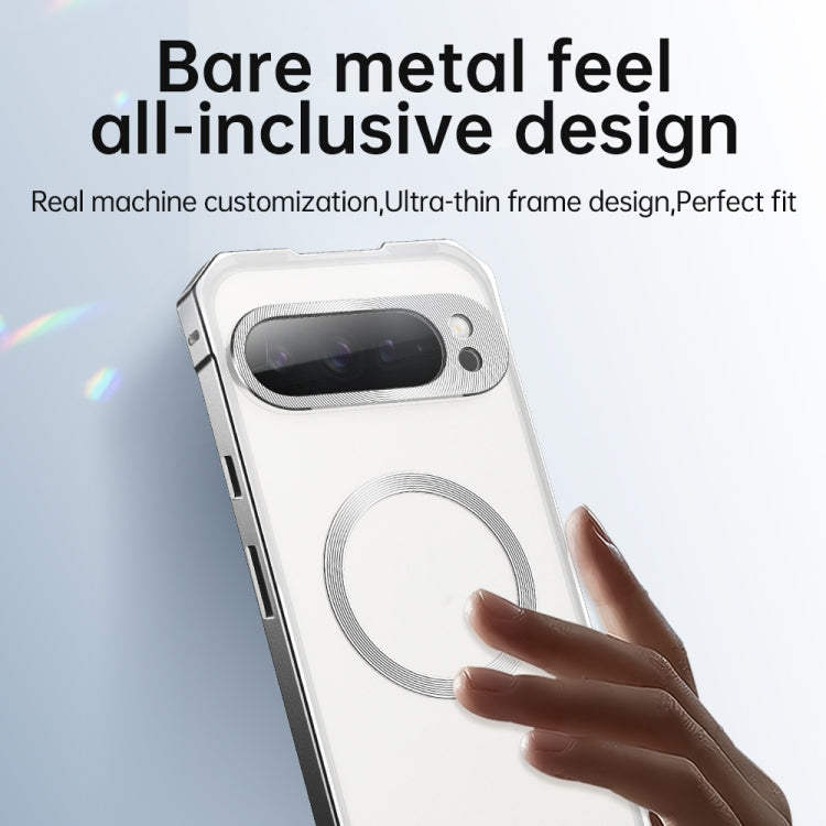 For Google Pixel 8 Pro Irregular Alloy Frame Fosted Translucent MagSafe Phone Case