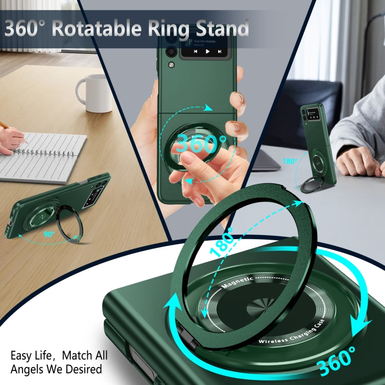 For Samsung Galaxy Z Flip3 360 Rotation Ring Holder MagSafe Shockproof PC Phone Case
