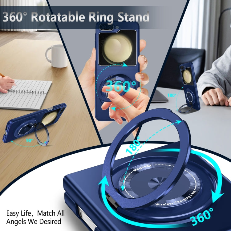 For Samsung Galaxy Z Flip5 360 Rotation Ring Holder MagSafe Shockproof PC Phone Case