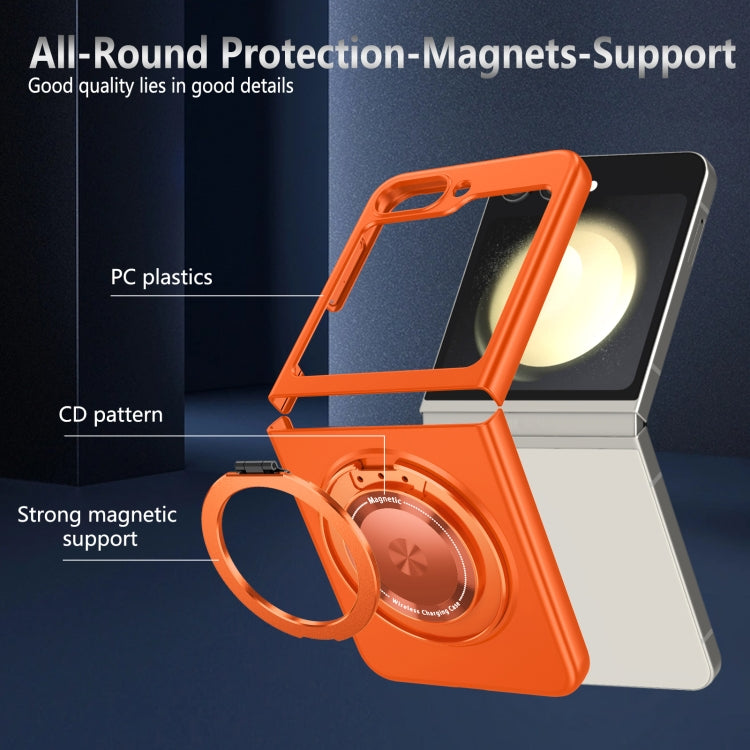 For Samsung Galaxy Z Flip5 360 Rotation Ring Holder MagSafe Shockproof PC Phone Case