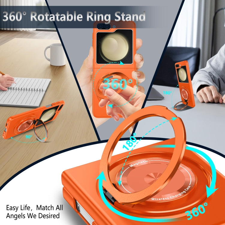 For Samsung Galaxy Z Flip5 360 Rotation Ring Holder MagSafe Shockproof PC Phone Case