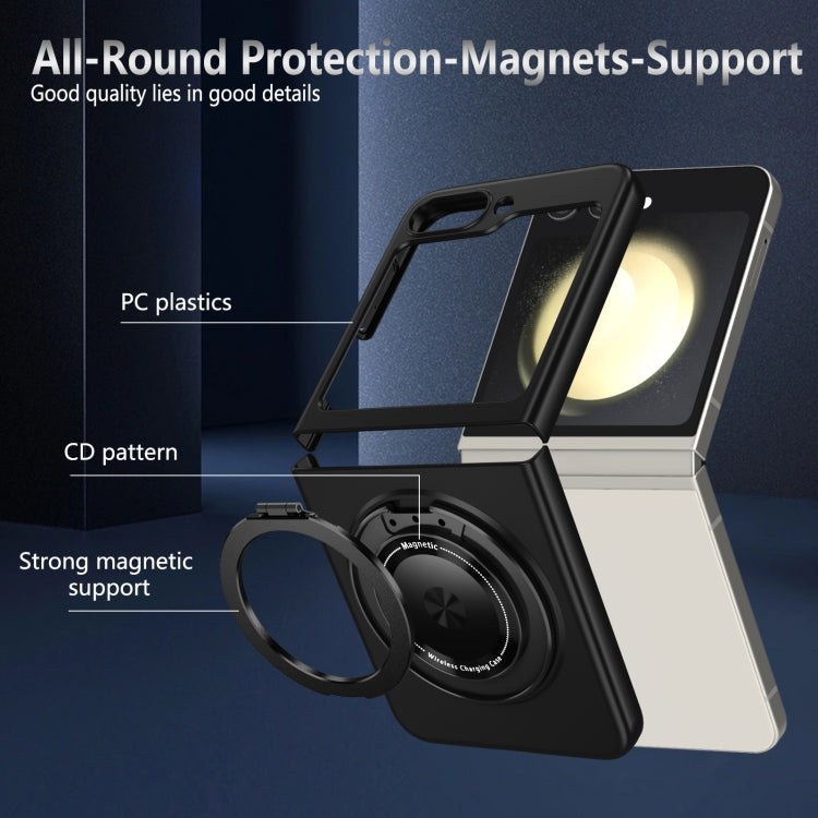 For Samsung Galaxy Z Flip5 360 Rotation Ring Holder MagSafe Shockproof PC Phone Case