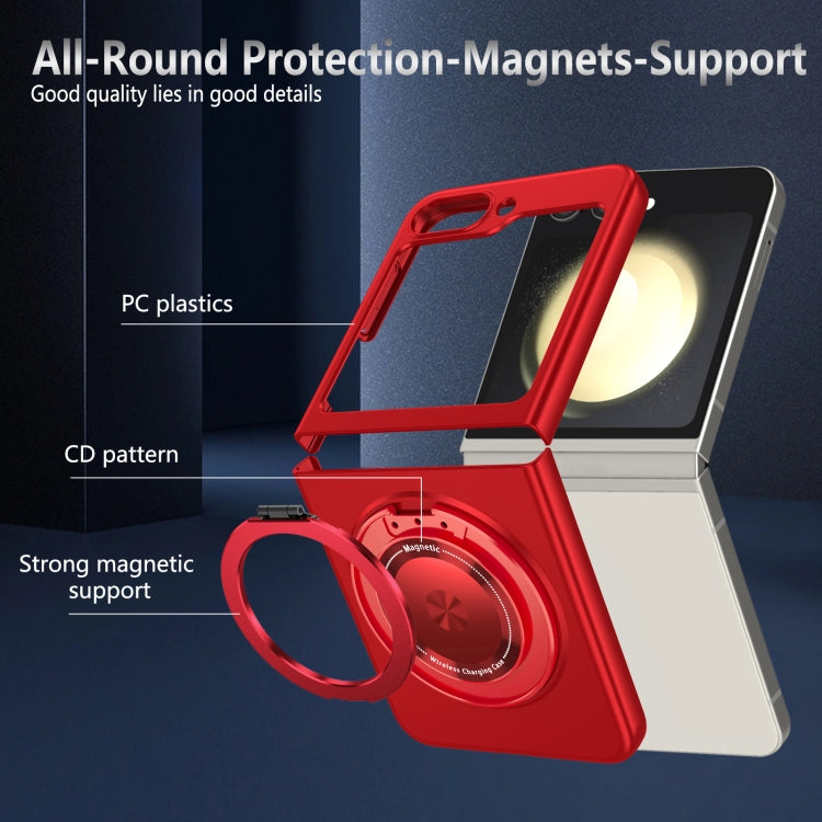 For Samsung Galaxy Z Flip5 360 Rotation Ring Holder MagSafe Shockproof PC Phone Case