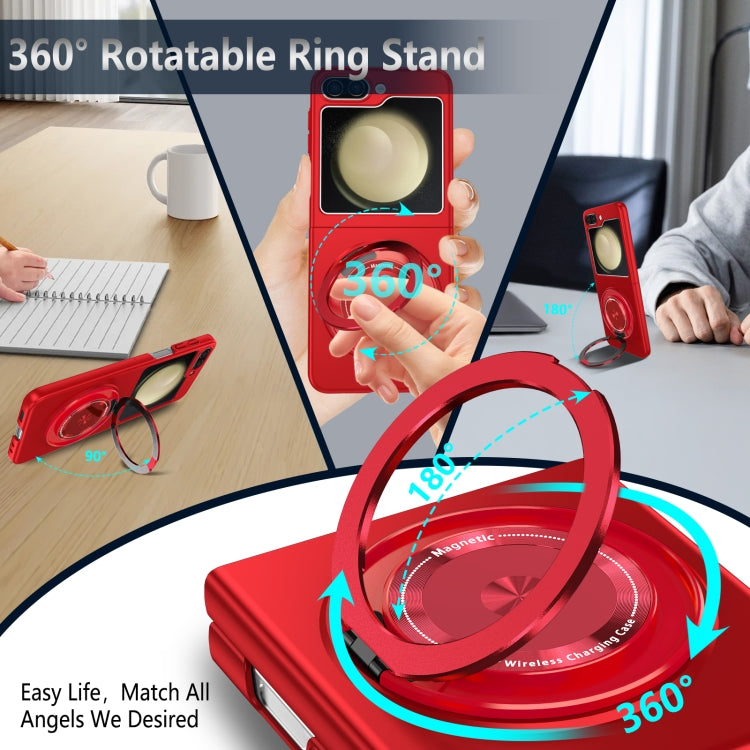 For Samsung Galaxy Z Flip5 360 Rotation Ring Holder MagSafe Shockproof PC Phone Case