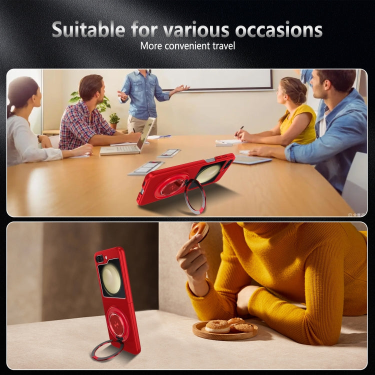 For Samsung Galaxy Z Flip5 360 Rotation Ring Holder MagSafe Shockproof PC Phone Case
