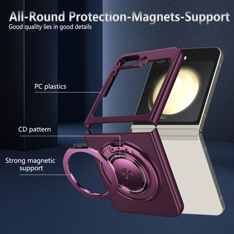 For Samsung Galaxy Z Flip5 360 Rotation Ring Holder MagSafe Shockproof PC Phone Case