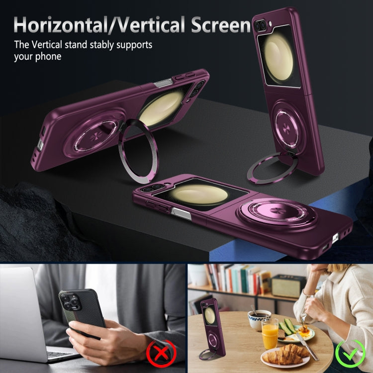 For Samsung Galaxy Z Flip5 360 Rotation Ring Holder MagSafe Shockproof PC Phone Case