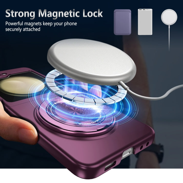 For Samsung Galaxy Z Flip5 360 Rotation Ring Holder MagSafe Shockproof PC Phone Case