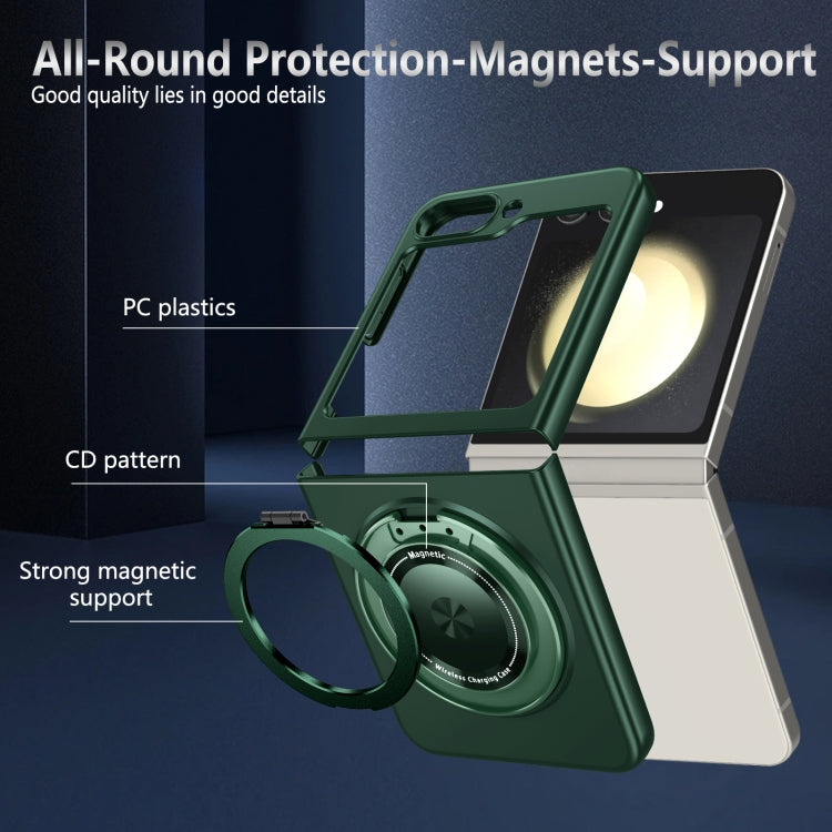 For Samsung Galaxy Z Flip5 360 Rotation Ring Holder MagSafe Shockproof PC Phone Case
