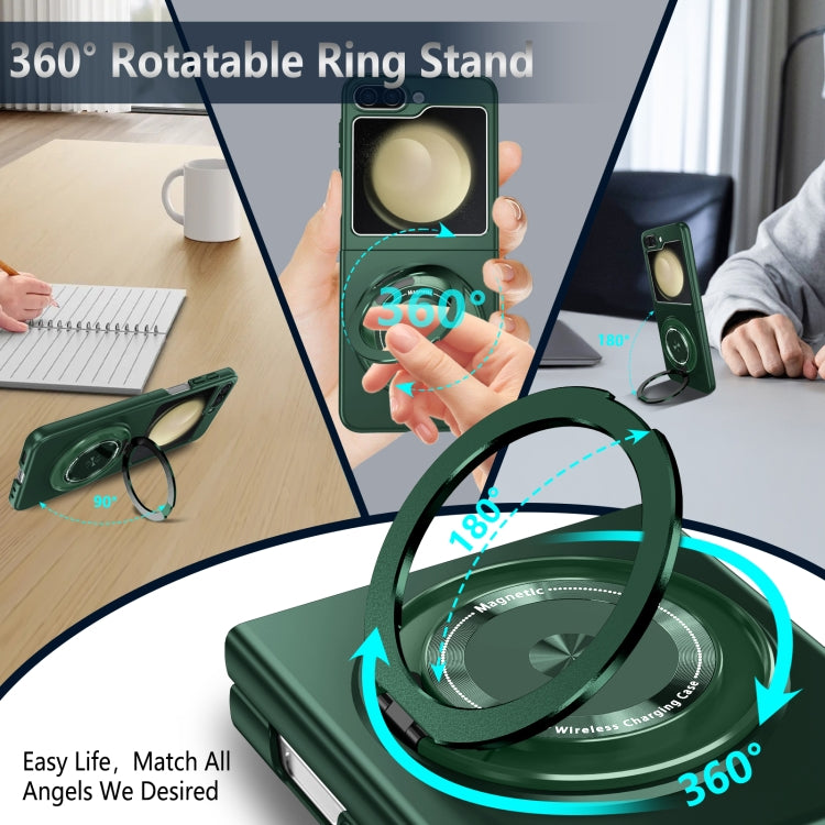 For Samsung Galaxy Z Flip5 360 Rotation Ring Holder MagSafe Shockproof PC Phone Case