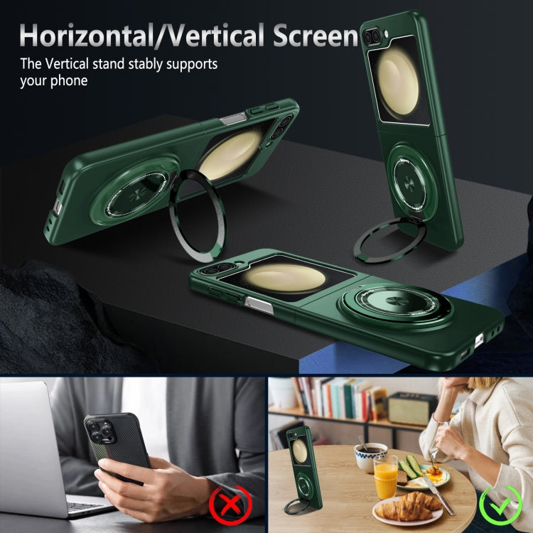 For Samsung Galaxy Z Flip5 360 Rotation Ring Holder MagSafe Shockproof PC Phone Case