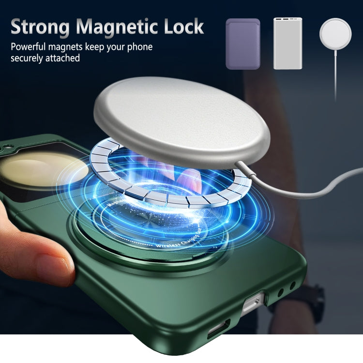 For Samsung Galaxy Z Flip5 360 Rotation Ring Holder MagSafe Shockproof PC Phone Case