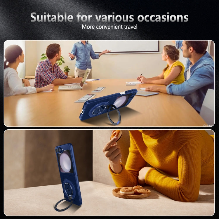 For Samsung Galaxy Z Flip6 / Flip7 FE 360 Rotation Ring Holder MagSafe Shockproof PC Phone Case