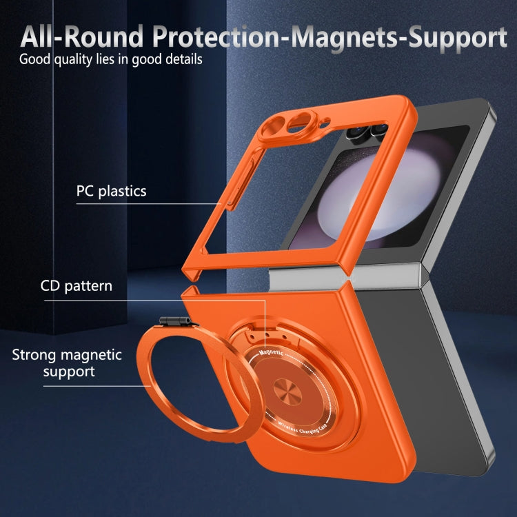 For Samsung Galaxy Z Flip6 / Flip7 FE 360 Rotation Ring Holder MagSafe Shockproof PC Phone Case
