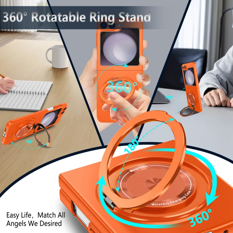 For Samsung Galaxy Z Flip6 / Flip7 FE 360 Rotation Ring Holder MagSafe Shockproof PC Phone Case