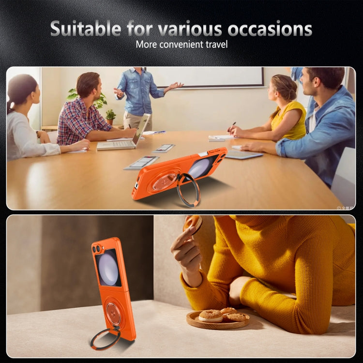 For Samsung Galaxy Z Flip6 / Flip7 FE 360 Rotation Ring Holder MagSafe Shockproof PC Phone Case