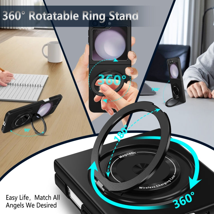 For Samsung Galaxy Z Flip6 / Flip7 FE 360 Rotation Ring Holder MagSafe Shockproof PC Phone Case