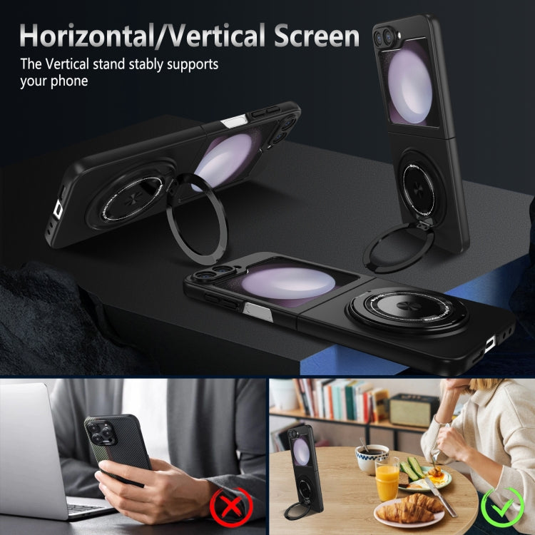 For Samsung Galaxy Z Flip6 / Flip7 FE 360 Rotation Ring Holder MagSafe Shockproof PC Phone Case