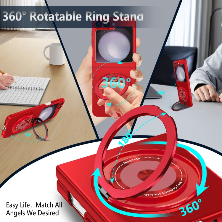 For Samsung Galaxy Z Flip6 / Flip7 FE 360 Rotation Ring Holder MagSafe Shockproof PC Phone Case