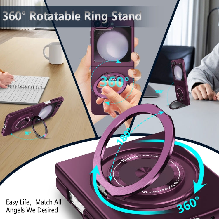 For Samsung Galaxy Z Flip6 / Flip7 FE 360 Rotation Ring Holder MagSafe Shockproof PC Phone Case