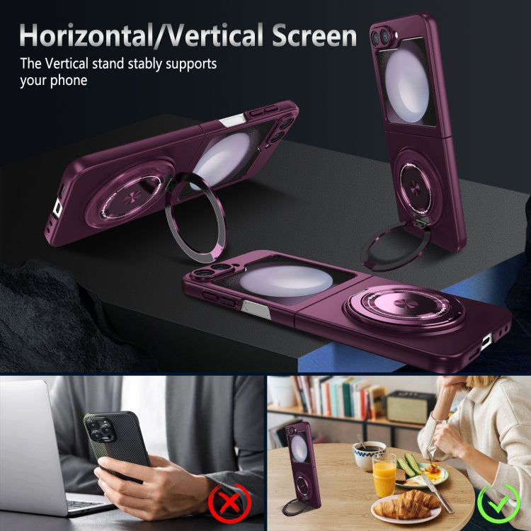 For Samsung Galaxy Z Flip6 / Flip7 FE 360 Rotation Ring Holder MagSafe Shockproof PC Phone Case