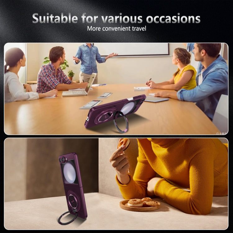 For Samsung Galaxy Z Flip6 / Flip7 FE 360 Rotation Ring Holder MagSafe Shockproof PC Phone Case