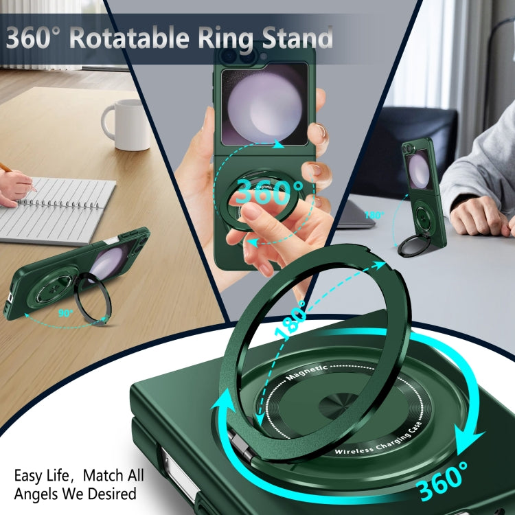 For Samsung Galaxy Z Flip6 / Flip7 FE 360 Rotation Ring Holder MagSafe Shockproof PC Phone Case