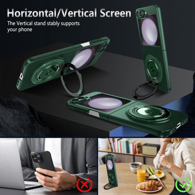 For Samsung Galaxy Z Flip6 / Flip7 FE 360 Rotation Ring Holder MagSafe Shockproof PC Phone Case