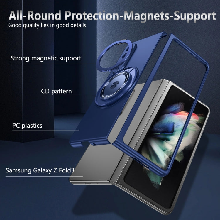 For Samsung Galaxy Z Fold3 360 Rotation Ring Holder MagSafe Shockproof PC Phone Case