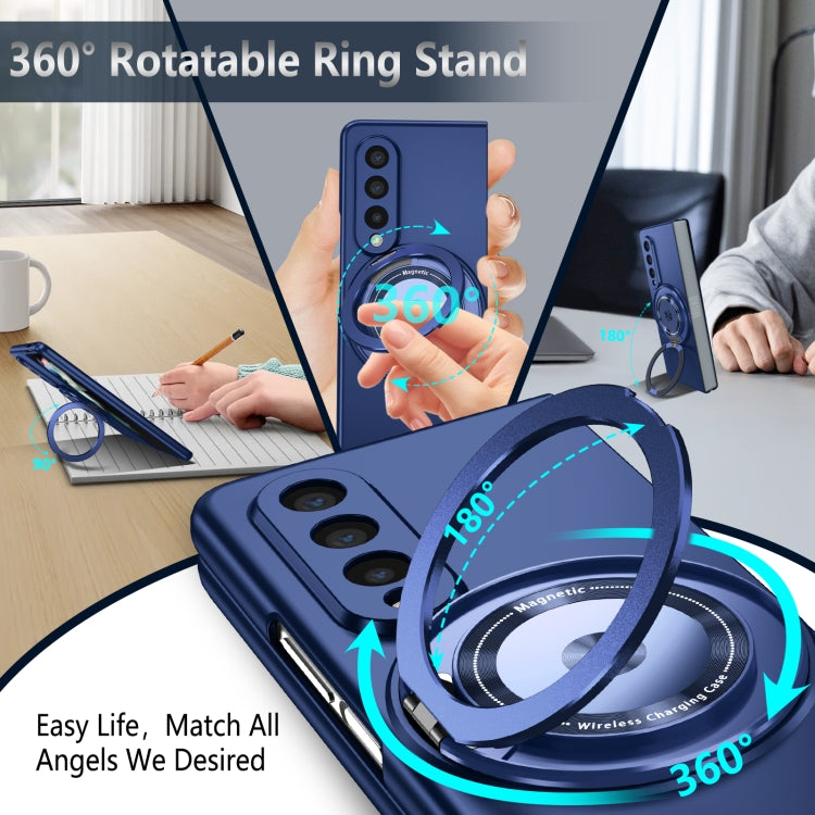 For Samsung Galaxy Z Fold3 360 Rotation Ring Holder MagSafe Shockproof PC Phone Case