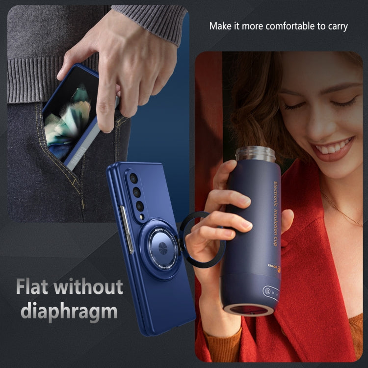 For Samsung Galaxy Z Fold3 360 Rotation Ring Holder MagSafe Shockproof PC Phone Case