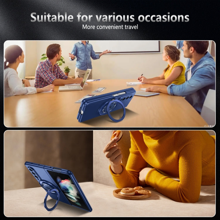 For Samsung Galaxy Z Fold3 360 Rotation Ring Holder MagSafe Shockproof PC Phone Case