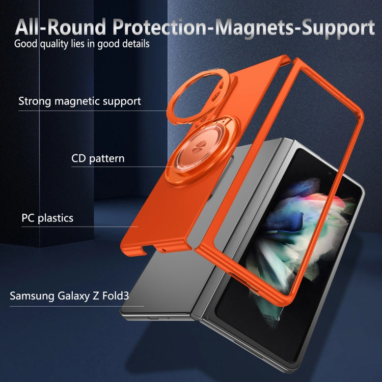 For Samsung Galaxy Z Fold3 360 Rotation Ring Holder MagSafe Shockproof PC Phone Case