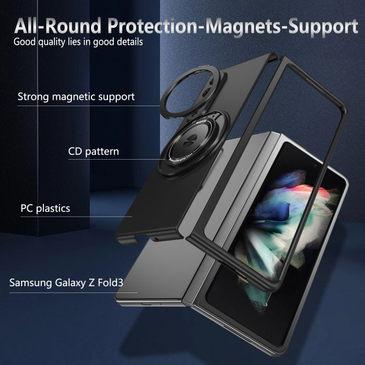 For Samsung Galaxy Z Fold3 360 Rotation Ring Holder MagSafe Shockproof PC Phone Case