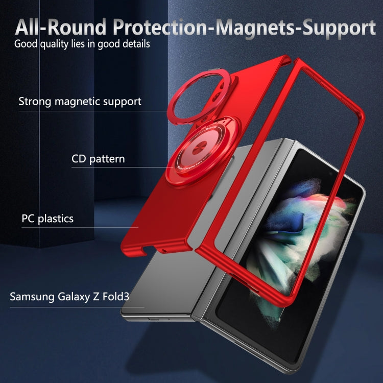 For Samsung Galaxy Z Fold3 360 Rotation Ring Holder MagSafe Shockproof PC Phone Case