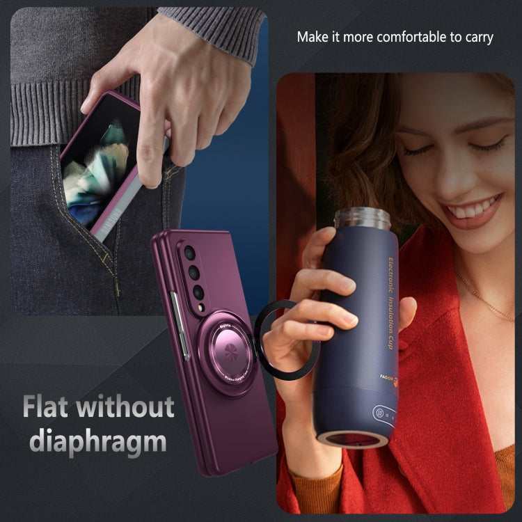 For Samsung Galaxy Z Fold3 360 Rotation Ring Holder MagSafe Shockproof PC Phone Case