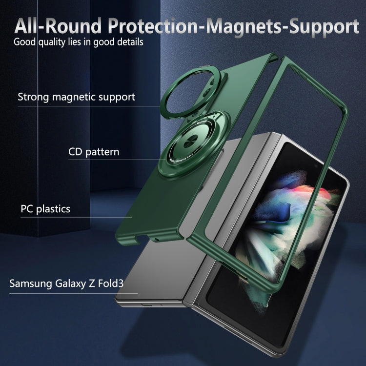 For Samsung Galaxy Z Fold3 360 Rotation Ring Holder MagSafe Shockproof PC Phone Case