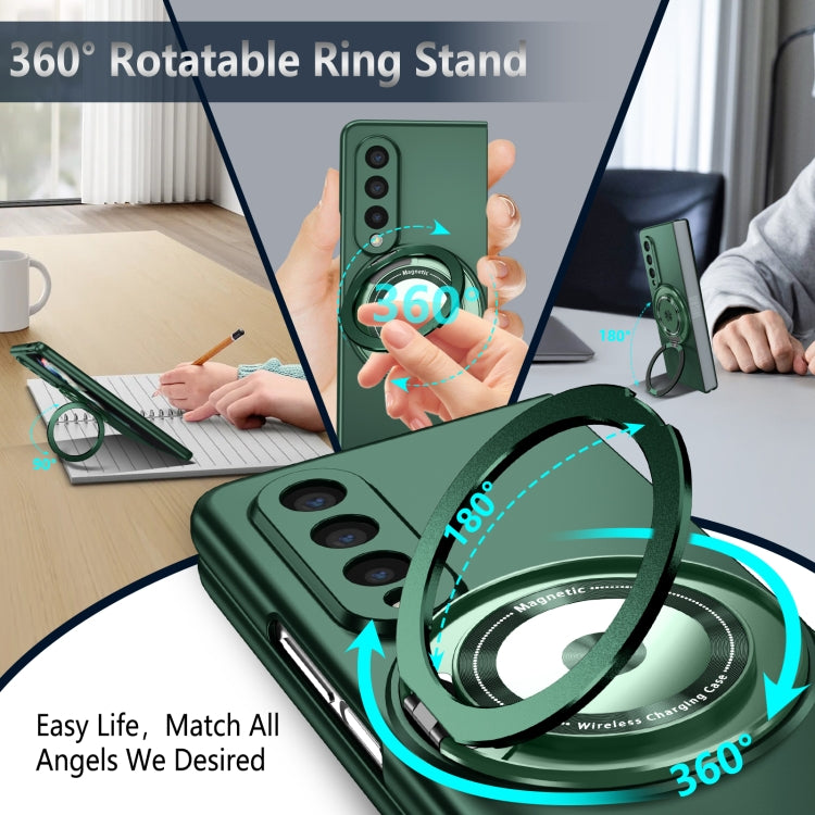 For Samsung Galaxy Z Fold3 360 Rotation Ring Holder MagSafe Shockproof PC Phone Case