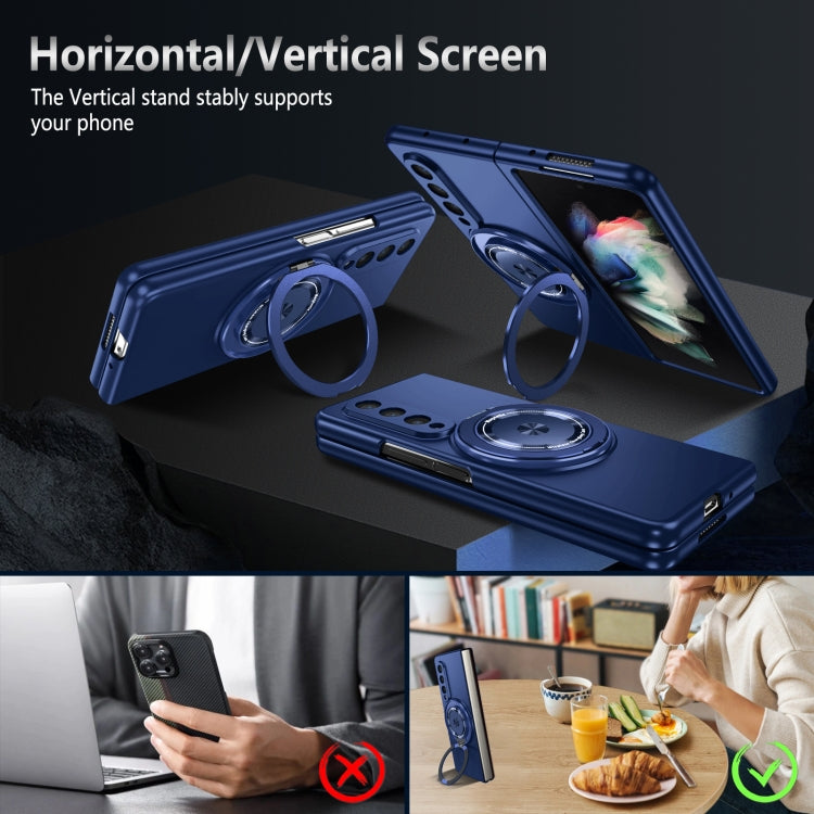 For Samsung Galaxy Z Fold4 360 Rotation Ring Holder MagSafe Shockproof PC Phone Case